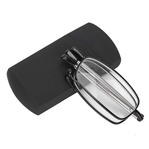 Lesebrille Fashion Folding Readers Tragbare Presbyopie-Brille aus Edelstahl mit Aufbewahrungsbox für Männer und Frauen (Schwarz)(+250) von FILFEEL
