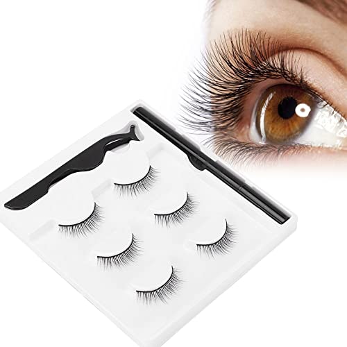 Magnetischer Eyeliner und Wimpern-Set, 3 Paar Magnetische Wimpern-Set mit Eyeliner-Stift-Pinzetten-Set, Wiederverwendbares Professionelles Künstliches Wimpern-Set mit Natürlichem Look von FILFEEL