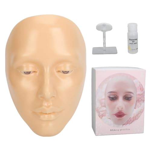 Make-up-Übungsgesicht, 5D, Wiederverwendbares Silikon-Mannequin, Gesichts-Make-up-Übungsbrett mit Ständer und 20 Ml Make-up-Entferner-Öl, Make-up-Set für Anfänger (WHITE) von FILFEEL