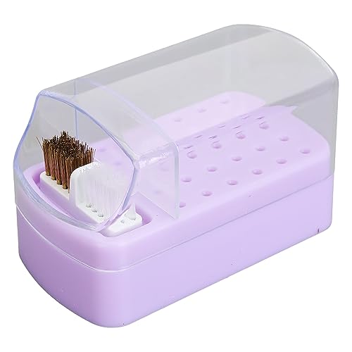 Ständer für Nagelbohrer-Bits, Organizer – 30 Tiefe Löcher, Staubdichte Aufbewahrungsbox mit Stabiler Basis, Tragbar für Nagelarbeiten (inklusive Reinigungsbürste) (PURPLE) von FILFEEL