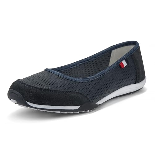 FILIPPO Ballerina Schuhe Damen Sportlich - Barfußschuhe Damen Leder - Slip on Ballerinas Frauen Blau - Schlupfschuhe - 38 von FILIPPO