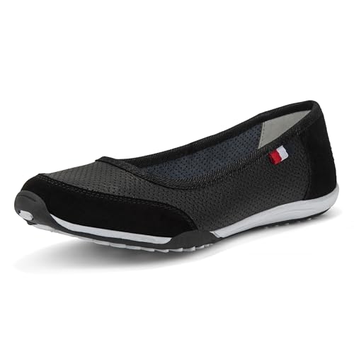 FILIPPO Ballerina Schuhe Damen Sportlich - Barfußschuhe Damen Leder - Slip on Ballerinas Frauen Schwarz - Schlupfschuhe - 38 von FILIPPO