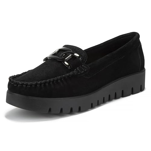 FILIPPO Plateau Loafer Damen Schwarz Leder - Slipper & Mokassins für Damen - Wildleder Schuhe - 40 von FILIPPO