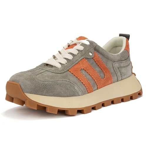 FILIPPO Plateau Sneaker Damen Khaki Leder - Schuhe Damen Sneaker Leder - Halbschuhe - 41 von FILIPPO