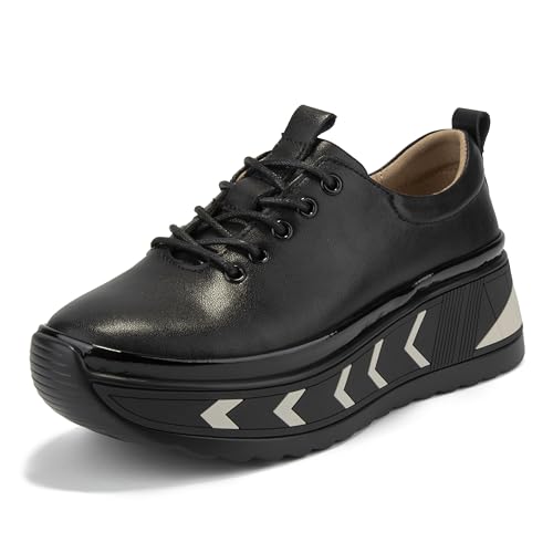 FILIPPO Plateau Sneaker Damen Schwarz Leder - Schuhe Damen Sneaker Leder - Halbschuhe - 41 von FILIPPO