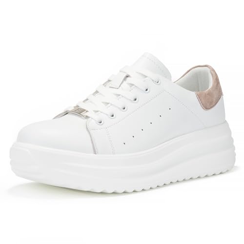 FILIPPO Plateau Sneaker Damen Weiß Leder - Schuhe Damen Sneaker Leder - Halbschuhe - 40 von FILIPPO