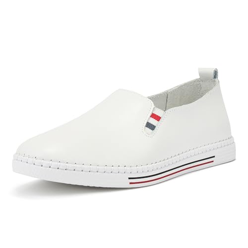FILIPPO Schlupfschuhe Damen Sommer - Leder Slipper Damen - Barfuss Schuhe Frauen - Sneaker Weiss Leder - 36 von FILIPPO