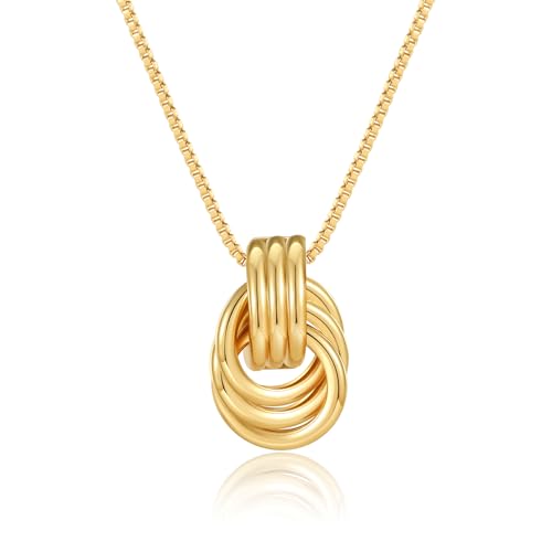 FILMOON Halskette mit Knoten-Anhänger für Damen, Statement-Goldkette, 14 Karat vergoldet, Knoten-Halsband, trendiger Schmuck, 0.3, Messing, Kein Edelstein FILMOON Halskette mit Knoten-Anhänger für Damen, Statement-Goldkette, 14 Karat vergoldet, Knoten-Halsband, trendiger Schmuck, 0.3, Messing, Kein Edelstein von FILMOON