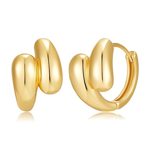 FILMOON Kleine klobige Kreolen für Damen, goldfarben, einzigartiger modischer moderner Schmuck, Small, Messing, Kein Edelstein FILMOON Kleine klobige Kreolen für Damen, goldfarben, einzigartiger modischer moderner Schmuck, Small, Messing, Kein Edelstein von FILMOON