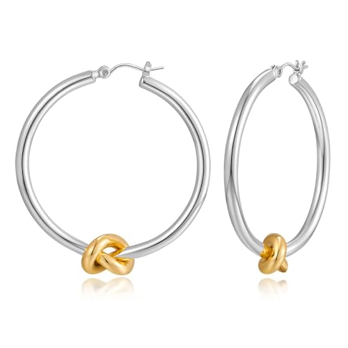 FILMOON Zweifarbige Creolen, leicht, großer Knoten, hypoallergen, Gold- und Silbercreolen für Frauen FILMOON Zweifarbige Creolen, leicht, großer Knoten, hypoallergen, Gold- und Silbercreolen für Frauen von FILMOON