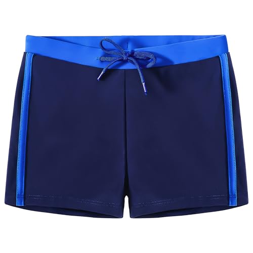 FILOWA Badehose Jungen Kurz Zum Schnüren Badeshorts mit Gefüttert Schwimmhose Verstellbare Tunnelzug Badekleid Enganliegend Blue Schnelltrocknend Badebekleidung für Strand Surfen 7-8 Jahre, Gr.128 von FILOWA