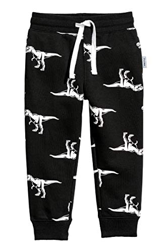 FILOWA Jogginghose Jungen Hosen Schwarz Baumwolle Dinosaurier Jogger mit Tunnelzug Lang Kleinkind Sweathose Streetwear Sporthose Freizeithose Trainingsanzug Bottoms Kinder Jungs 3-4 Jahre von FILOWA