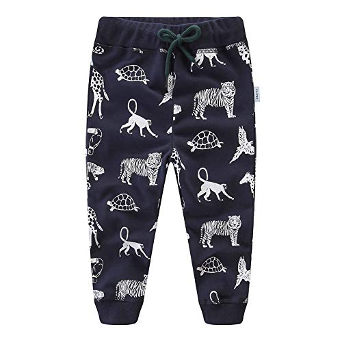 FILOWA Jogginghose Jungen Hosen Schwarz mit Tunnelzug Lang Jogger Tiger Gedruckt Sporthose Freizeithose Kinder Sweathose Trainingsanzug Bottoms Kleinkind Jungs 4-5 Jahre von FILOWA