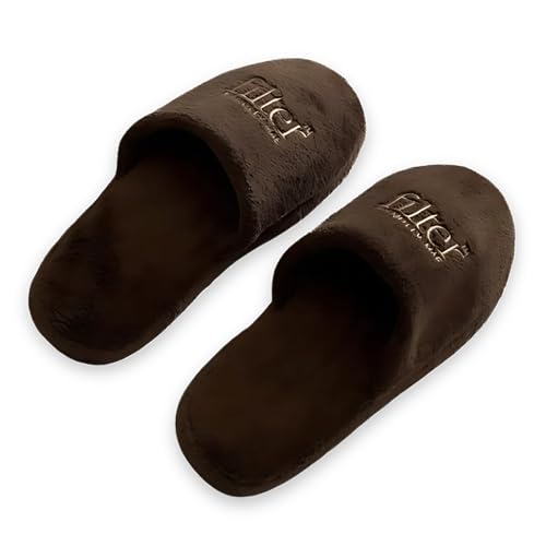 FILTER BY MOLLY-MAE Luxuriöse braune Hausschuhe - S/M Flauschige Hausschuhe für Damen, weicher Baumwollstoff von FILTER BY MOLLY-MAE