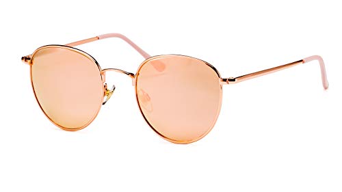 FILTRAL Runde Damen-Sonnenbrille/Goldene Retro Sonnenbrille mit verspiegelten Gläsern/100% UV-Schutz F3092622 von FILTRAL