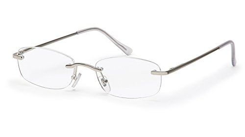 FILTRAL Randlose Lesebrille/Rahmenlose Unisex Lesehilfe mit Federbügeln für Damen & Herren in silber matt / +1,00 dpt. F4538286 von FILTRAL