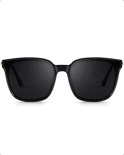 FIMILU Sonnenbrille Damen Polarisierte Schwarz UV400 Schutz Rechteck Retro Unisex von FIMILU