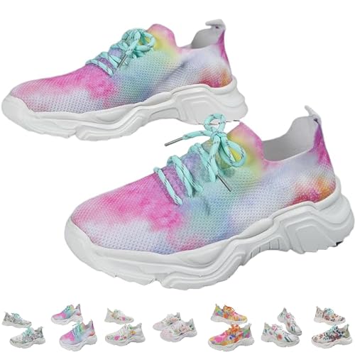 Atmungsaktive orthopädische Sneaker mit Blumendruck, Netzstoff, atmungsaktiv, rutschfest, dicke Sohle, orthopädische Sneaker, 18, 35 EU von FIMWEST