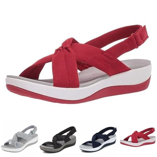 FIMWEST Bequeme orthopädische Fußgewölbeunterstützung, rutschfeste orthopädische Dämpfungssohle, Fußgewölbeunterstützung, Sandalen, rot, 39 EU von FIMWEST