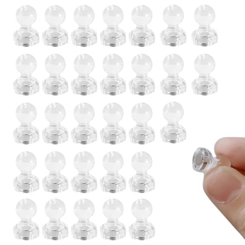 FIMWOLZ 30 Stück Stark Mini-Magnete Kühlschrankmagnete für Magnettafel, Office Whiteboard, Neodym Magnet, Multifunktion, Kleine konische Magnets (Transparent Weiß) von FIMWOLZ