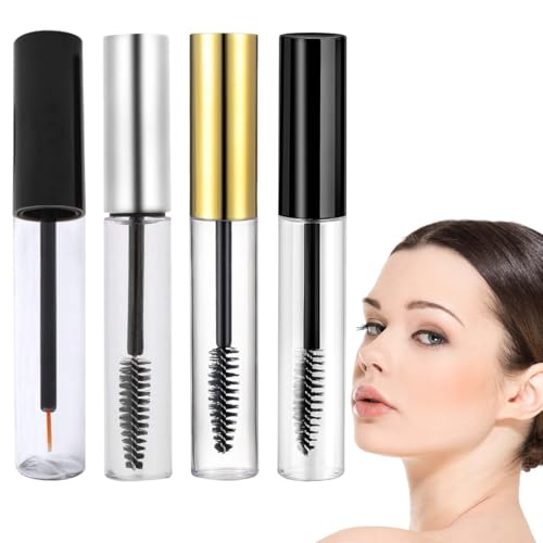 FIMWOLZ 4 Stück Leere Mascara Flasche 10 ml Wimpernbürste mit Behälter Nachfüllbare Mascara Tube mit Transparente Trichtern Geeignet für die Rizinusöl Wimpern Mascara Füllung(Schwarz) von FIMWOLZ