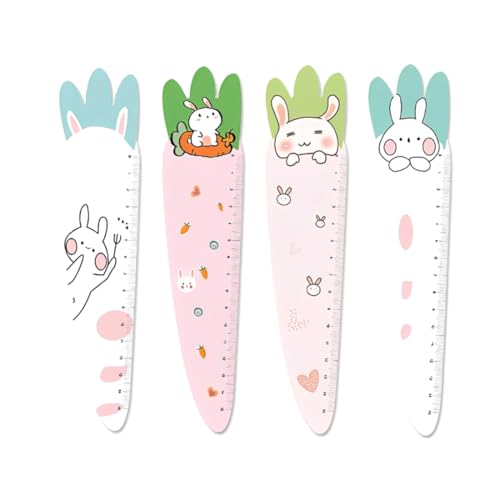 FIMWOLZ 4-stückiges Karotten-Messband 15 cm, Karikatur-Lesezeichen mit weicher Magnetrückseite, Lese- und Schreibhilfe für Kinder, Schulkind, Geschenkidee zur Einschulung, Schultüten-Füllung von FIMWOLZ