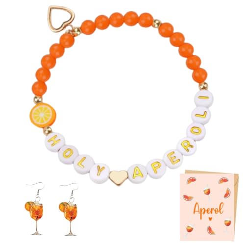 FIMWOLZ Aperol Geschenke Frau 1 Stück Aperol Armband und 2 Stück Aperol Weinglas Ohrringe Aperol Deko für Freundin Kollegen Familien von FIMWOLZ