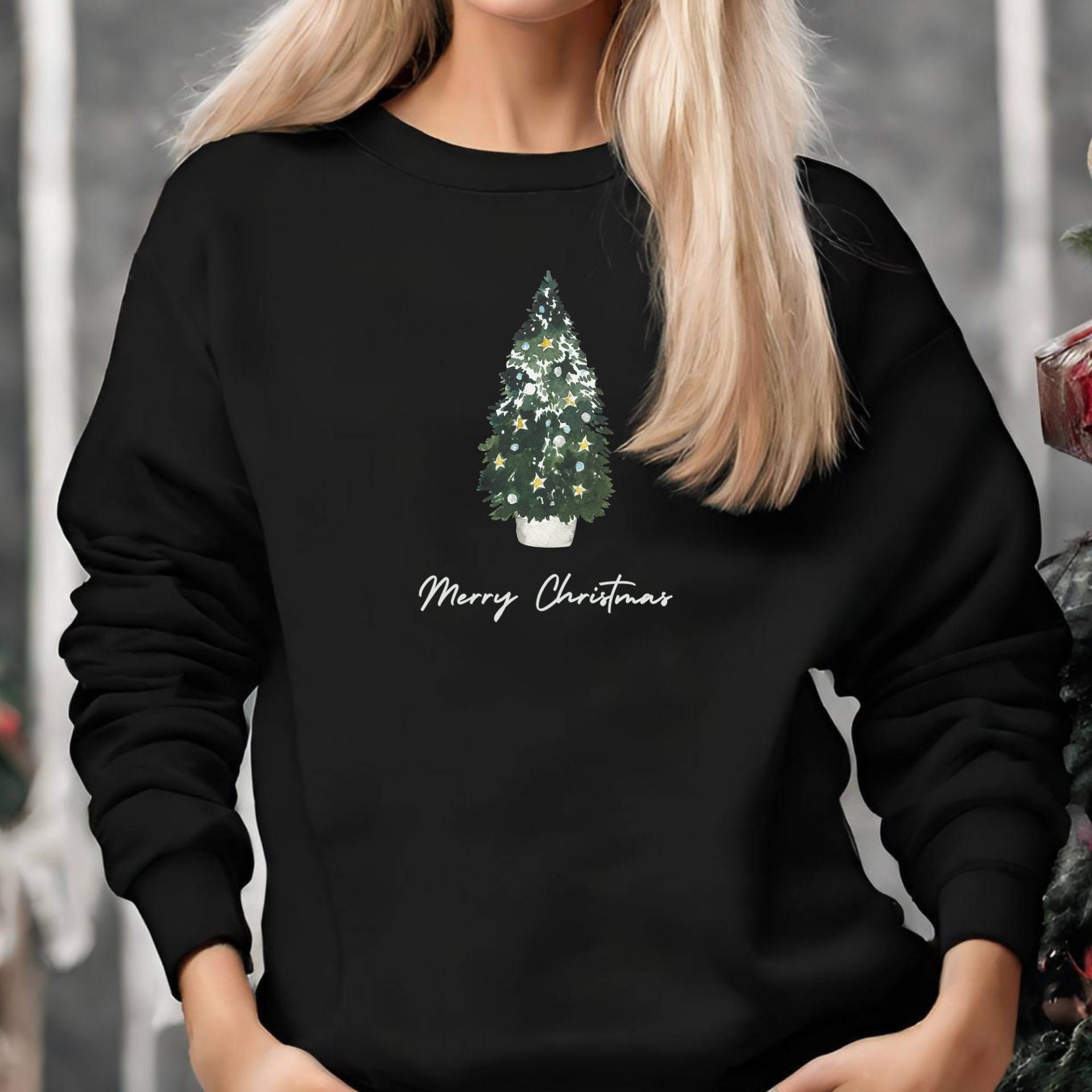 Lustiger Weihnachtspullover Weihnachten Sweatshirt Pullover Funny Weihnachtsbaum Frohe Sweater Weihnachtsshirt Merry Christmas von FINDUSundMERLIN