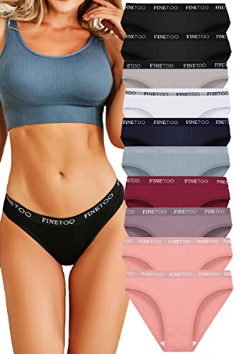 FINETOO 10er Pack Baumwoll Slips Damen Atmungsaktive Unterwäsche Logo Sportunterwäsche Weich Sexy Unterhosen Reizwäsche Sportgürtel Bikini Mehrpack S-XL von FINETOO