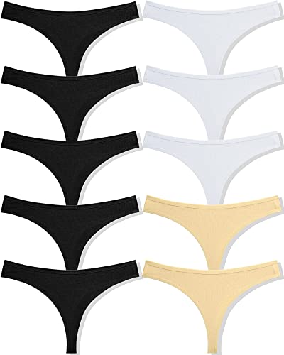 FINETOO 10er Pack Strings Set Tanga Damen Baumwolle Unterhosen Sexy Unterwäsche für Frau Lingerie Sexy for Women Dessous Thong Mehrpack S-XL von FINETOO