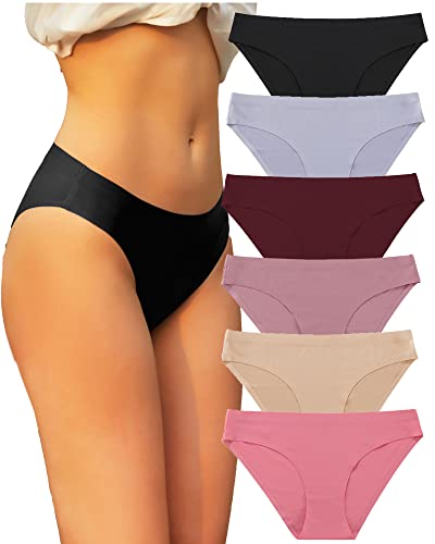 FINETOO 6er Pack Damen Seamless Slips Nahtlo Hipster Unsichtbare Unterhosen Sexy Unterwäsche Bequem Dessous Frauen Panties Bikini Mehrpack XS-XL von FINETOO