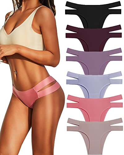 FINETOO 6er Pack Damen Seamless Slip Set Sexy Unterwäsche für Frau Brazilian Slip Nahtlos Hipster Soft Unterhosen Bequem Dessous Frauen Unsichtbarer Panties S-XL von FINETOO