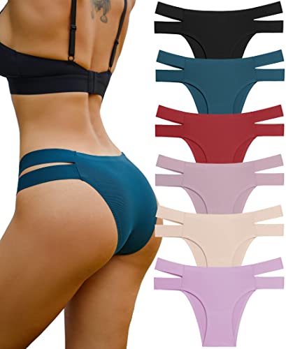 FINETOO 6er Pack Damen Seamless Slip Set Sexy Unterwäsche für Frau Brazilian Slip Nahtlos Hipster Soft Unterhosen Bequem Dessous Frauen Unsichtbarer Panties S-XL von FINETOO