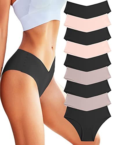 FINETOO 9er Pack Seamless Slips Damen Nahtlose Panties Soft Stretch Invisibles Unterhosen Sexy Unterwäsche Frauen No Show Hipster Underwear Cheeky XS-L von FINETOO