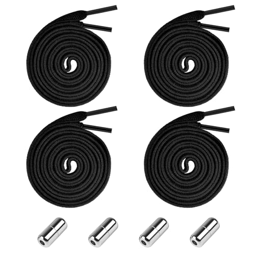 FINEASY 2paar Elastische Schnürsenkel ohne Binden, Gummi Schnürsenkel Schnellverschluss,100mm Schuhbänder Elastisch Schnürlos,Kinder Erwachsener Shoe Laces mit Metall Lock Verschluss (Schwarz) von FINEASY