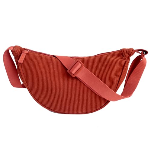 FINEASY Bauchtasche für Damen, Bauchtasche Cord Damen, Fanny Pack, Modische und Praktische Gürteltasche aus Weichem Cordstoff, Ideal für Reisen, Alltag und Festivals (Orange) von FINEASY