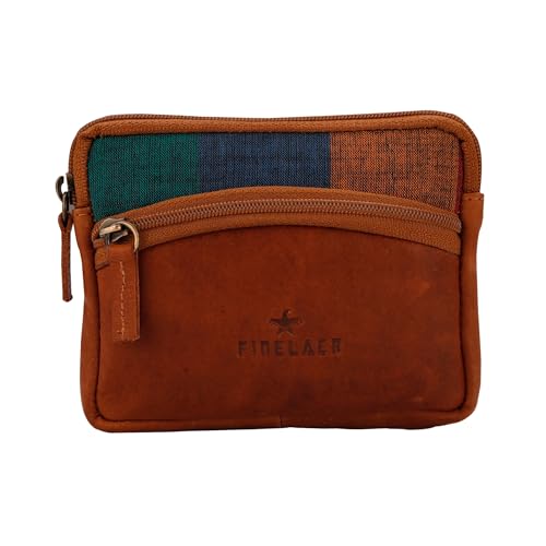 FINELAER Leder-Münztasche für Herren, Größe 4,9 x 3,8 cm, Umber, S, Minimalistisch von FINELAER