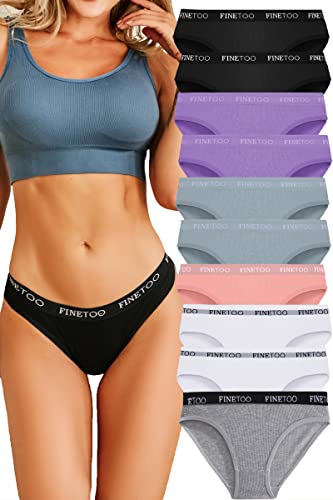 FINETOO 10er Pack Baumwoll Slips Damen Atmungsaktive Unterwäsche Logo Sportunterwäsche Weich Sexy Unterhosen Reizwäsche Sportgürtel Bikini Mehrpack S-XL von FINETOO