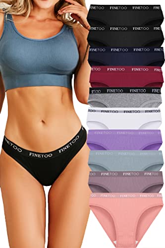 FINETOO 10er Pack Baumwoll Slips Damen Atmungsaktive Unterwäsche Logo Sportunterwäsche Weich Sexy Unterhosen Reizwäsche Sportgürtel Bikini Mehrpack S-XL von FINETOO