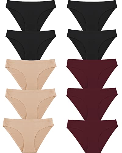 FINETOO 10er Pack Seamless Slips Damen Nahtlose Unterwäsche Sexy Hipster Panties Women Unterhosen Bequem Dessous Frauen Underwear Mehrpack XS-XL von FINETOO