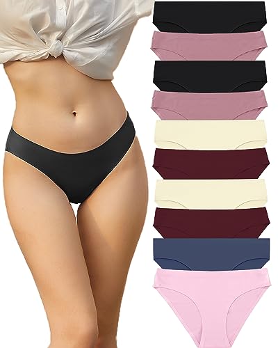 FINETOO 10er Pack Seamless Slips Damen Nahtlose Unterwäsche Sexy Hipster Panties Women Unterhosen Bequem Dessous Frauen Underwear Mehrpack XS-XL von FINETOO