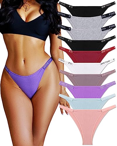 FINETOO 10er Pack Slips Damen Baumwoll Unterwäsche Frauen Set Brasilien Slip Sport Hipster Sexy Panties Unterhose Brazilian Underwear Women Mehrpack S-XL von FINETOO