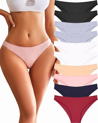 FINETOO 10er Pack Unterhosen Damen Baumwolle Unterwäsche Atmungsaktiv Slips Hipster Panties Bequem Frauen Set Sexy Mehrpack S-XL von FINETOO