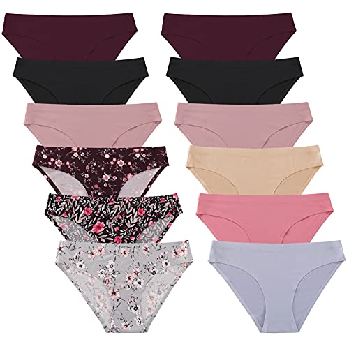 FINETOO 12er Pack Seamless Slips Damen Nahtlo Hipster Unsichtbare Unterhosen Sexy Panties Bequem Unterwäsche Bequem Frauen Panties Bikini Mehrpack XS-XL von FINETOO