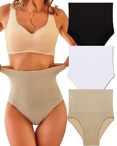 FINETOO 3er Pack Bauchweg Unterhose Damen High Waist Slip Hohe Taille Shapewear Unterwäsche Frauen Panties Mehrpack S-2XL von FINETOO