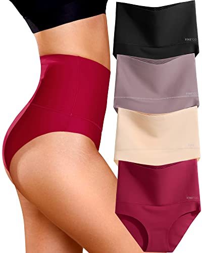 FINETOO 4er Pack Bauchweg Unterhose Damen High Waist Slip Seamless Slips Hohe Taille Unterwäsche Frauen Nahtlose Panty Mehrpack S-3XL. von FINETOO