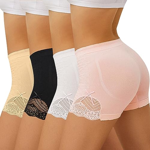 FINETOO 4er Pack Radlerhose Damen Boxershort Slips Unterwäsche Weich Slip Sexy Panties Atmungsaktive Unterhosen Hipster Frauen Mehrpack S-XL von FINETOO