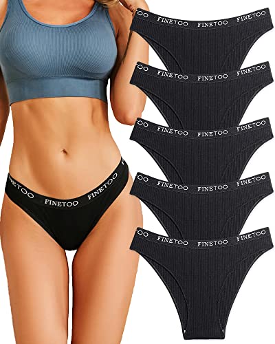 FINETOO 5er Pack Baumwolle Slip Damen Baumwoll Unterwäsche Frauen Set Regenbogen Slips Sport Hipster Sexy Panties Unterhose Logo Sportunterwäsche Weich Unterhosen Sportgürtel Mehrpack S-XL von FINETOO