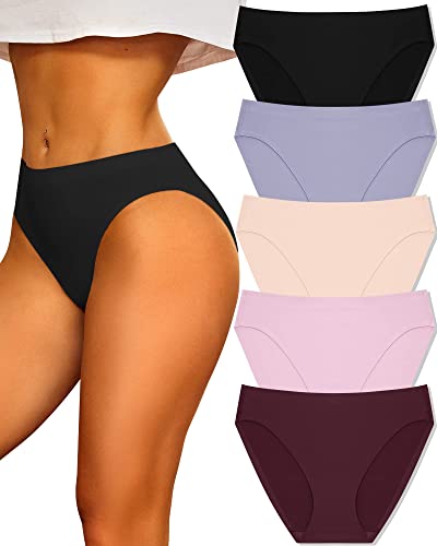 FINETOO 5er Pack Seamless Slips Damen Nahtlose Unterwäsche Unterhosen Nahtlo Hipster Unsichtbare Frauen Panties Bequem Hochgeschnittenes Design Slip Full Coverage Sexy Mehrpack M-3XL von FINETOO