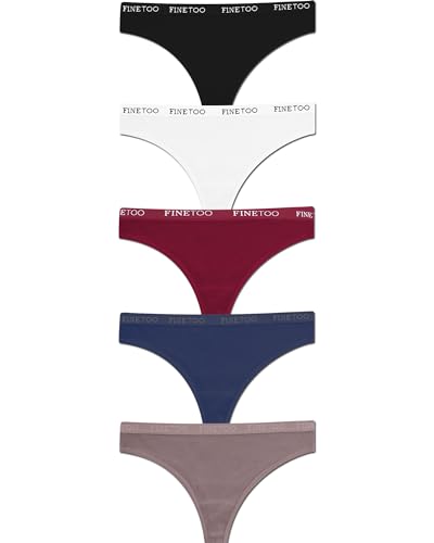 FINETOO 5er Pack String Tanga Damen Baumwoll Tangas Sportbund Thongs Soft Unterhosen Frauen Unterwäsche Mehrpack S-XL von FINETOO